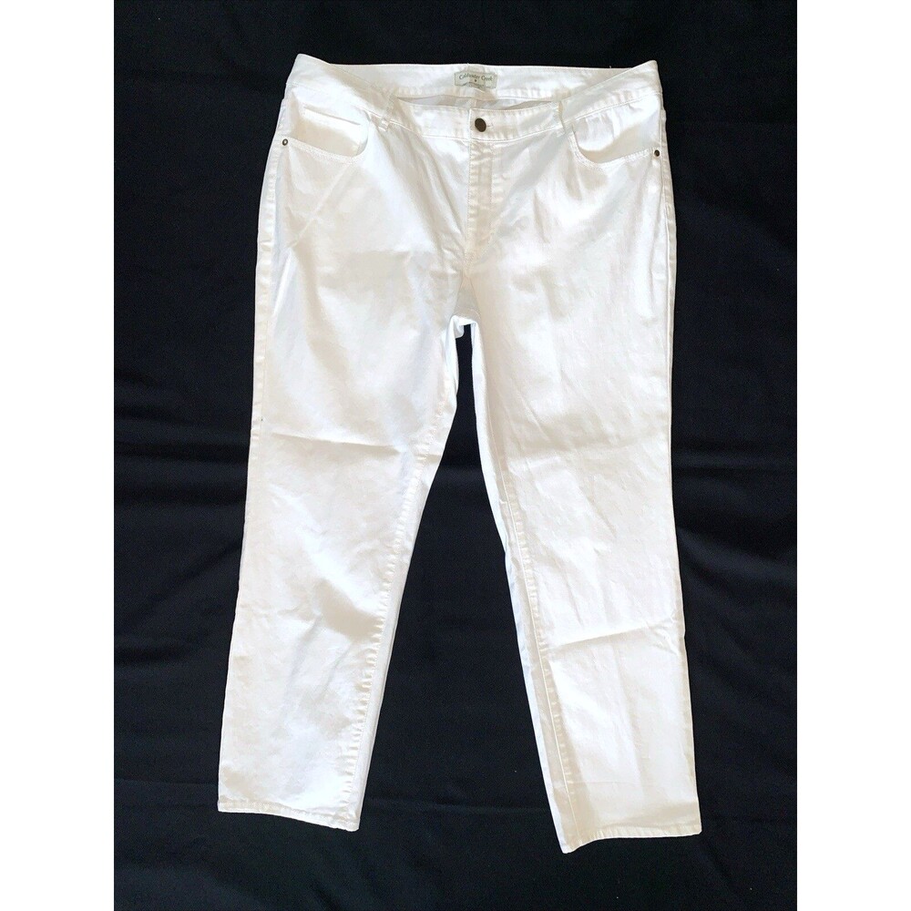 Coldwater Creek Mid Rise Straight Leg Jeans Size 16 White Denim Stretch Classic